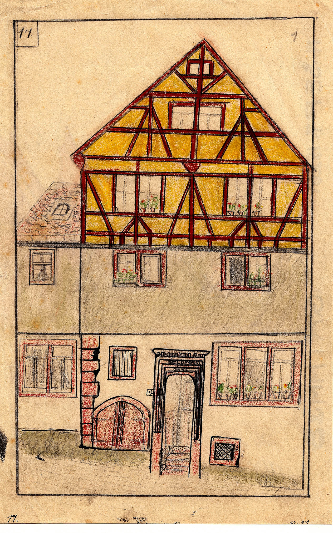 1927 Oktober Fischergasse 12 als Kinderzeichnung GG