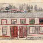 1928 Bleistiftzeichnung Blick von Meisterschule Richtung Main GG