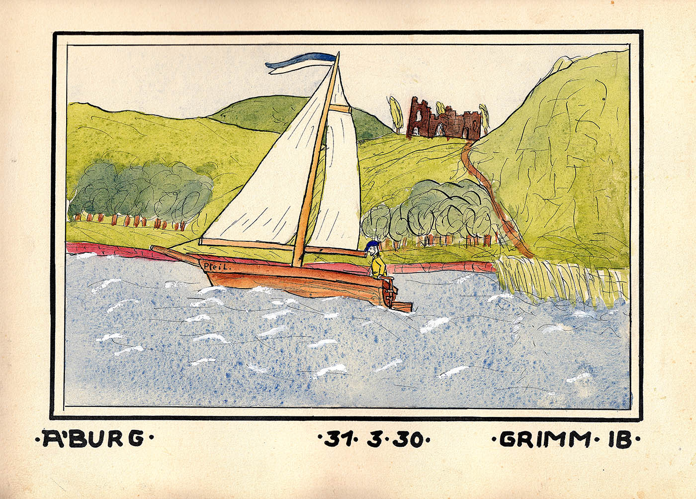 1930 Aquarell Flussmotiv GG