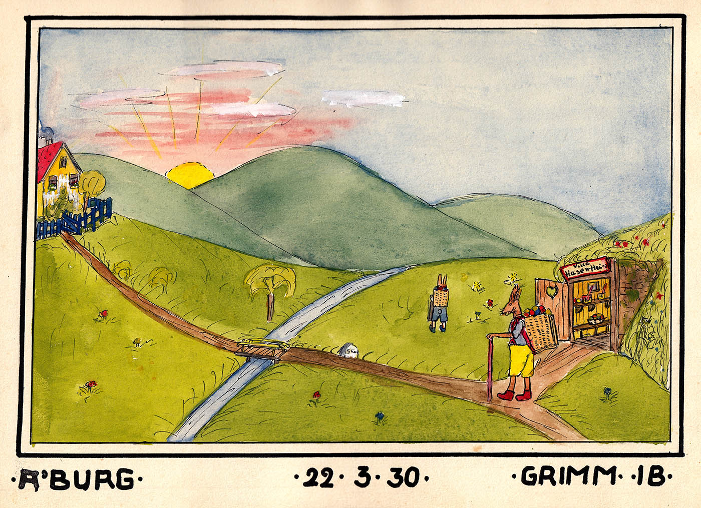 1930 Aquarell Ostermotiv GG