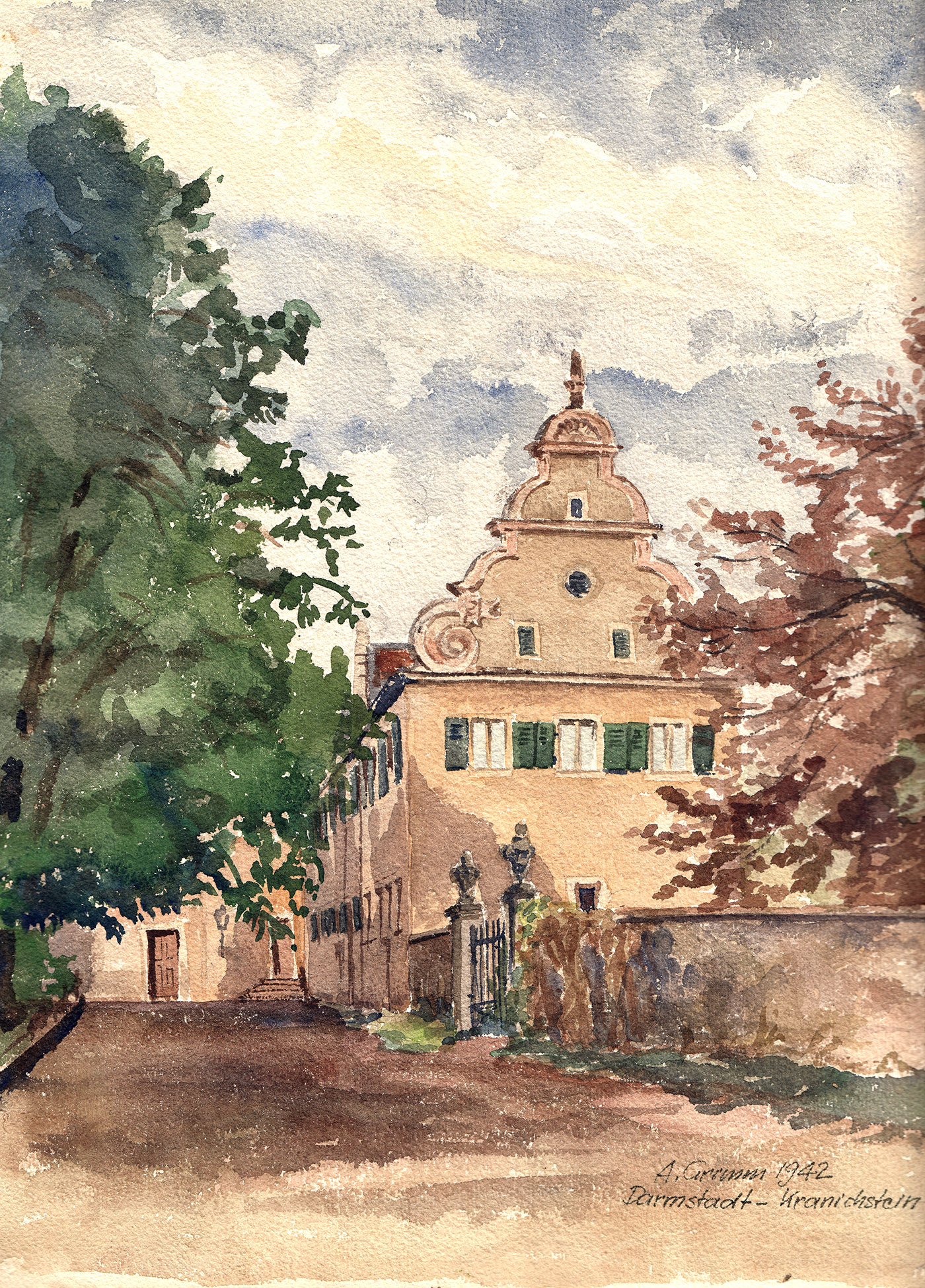 Aquarell 1942 Darmstadt Kranichstein2
