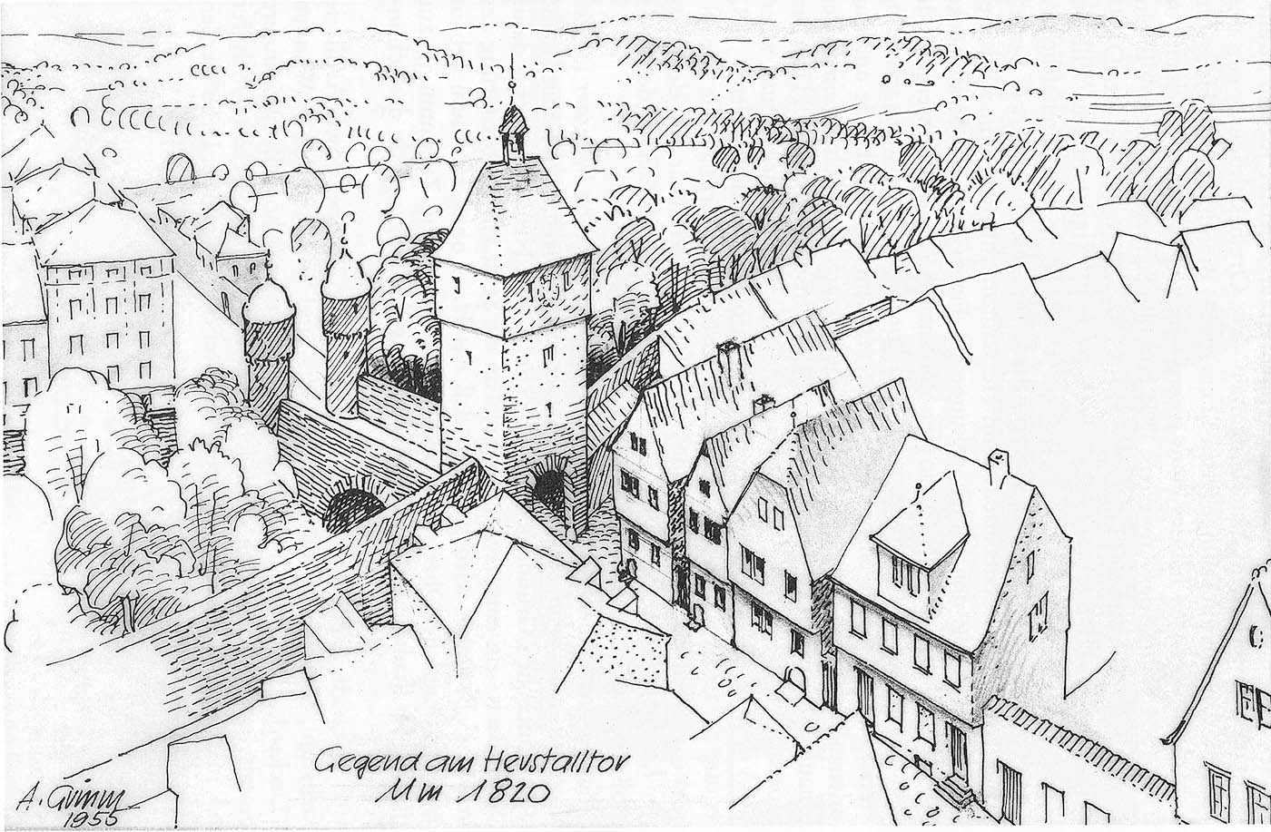 Herstalltor um 1820 gezeichnet 1955