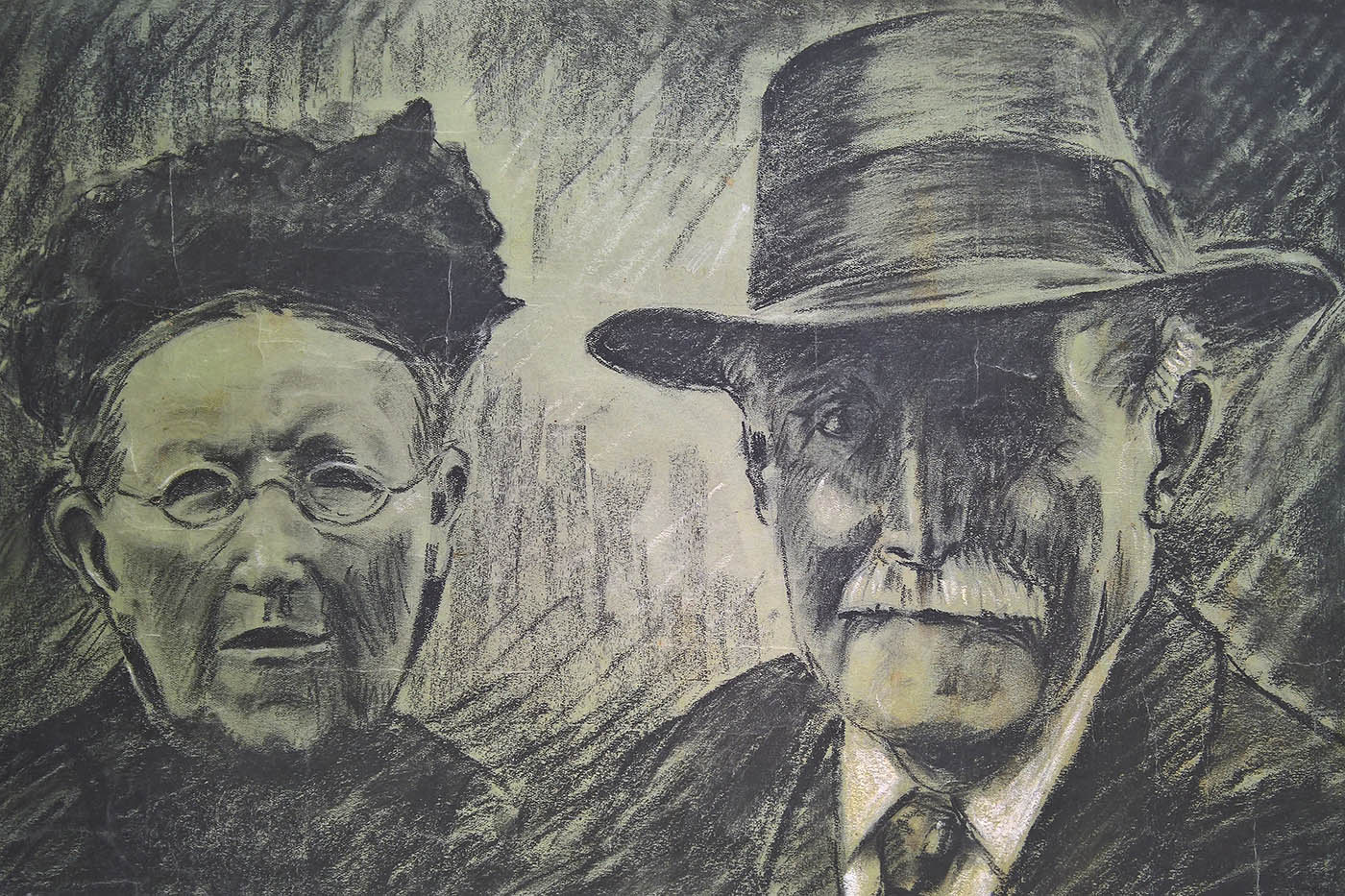 Kohlezeichnung Großeltern