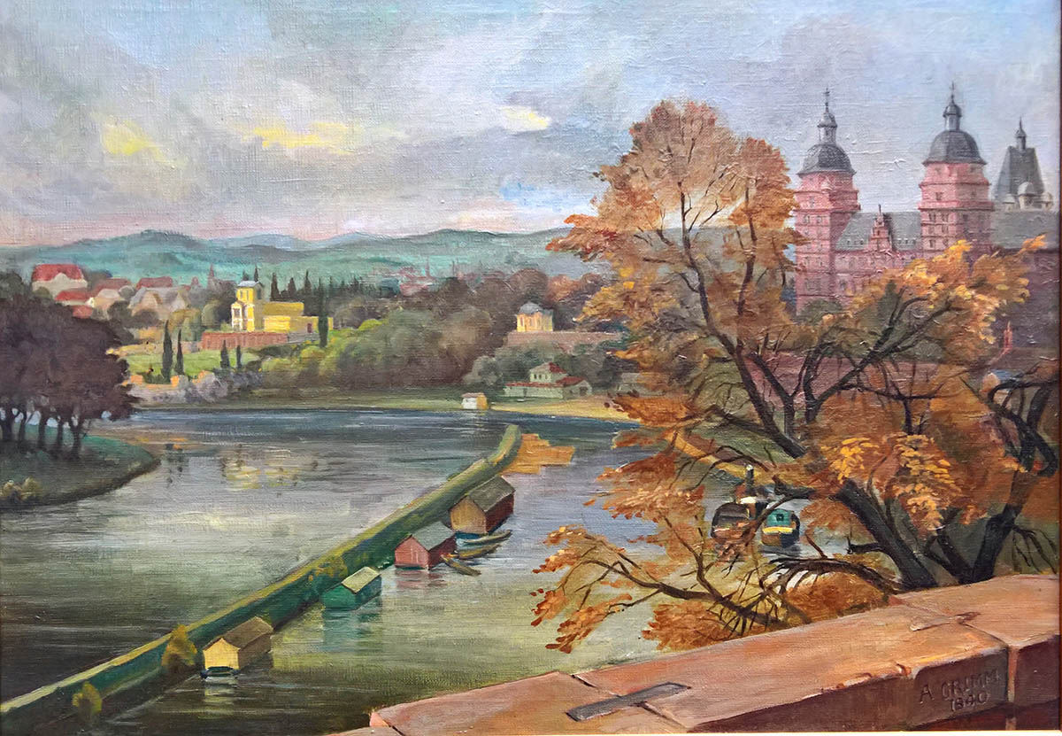 Oellbild Herbst 1940 Meisterschuledach Richtung Schloss