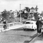 Blick über die Mainbrücke 1957